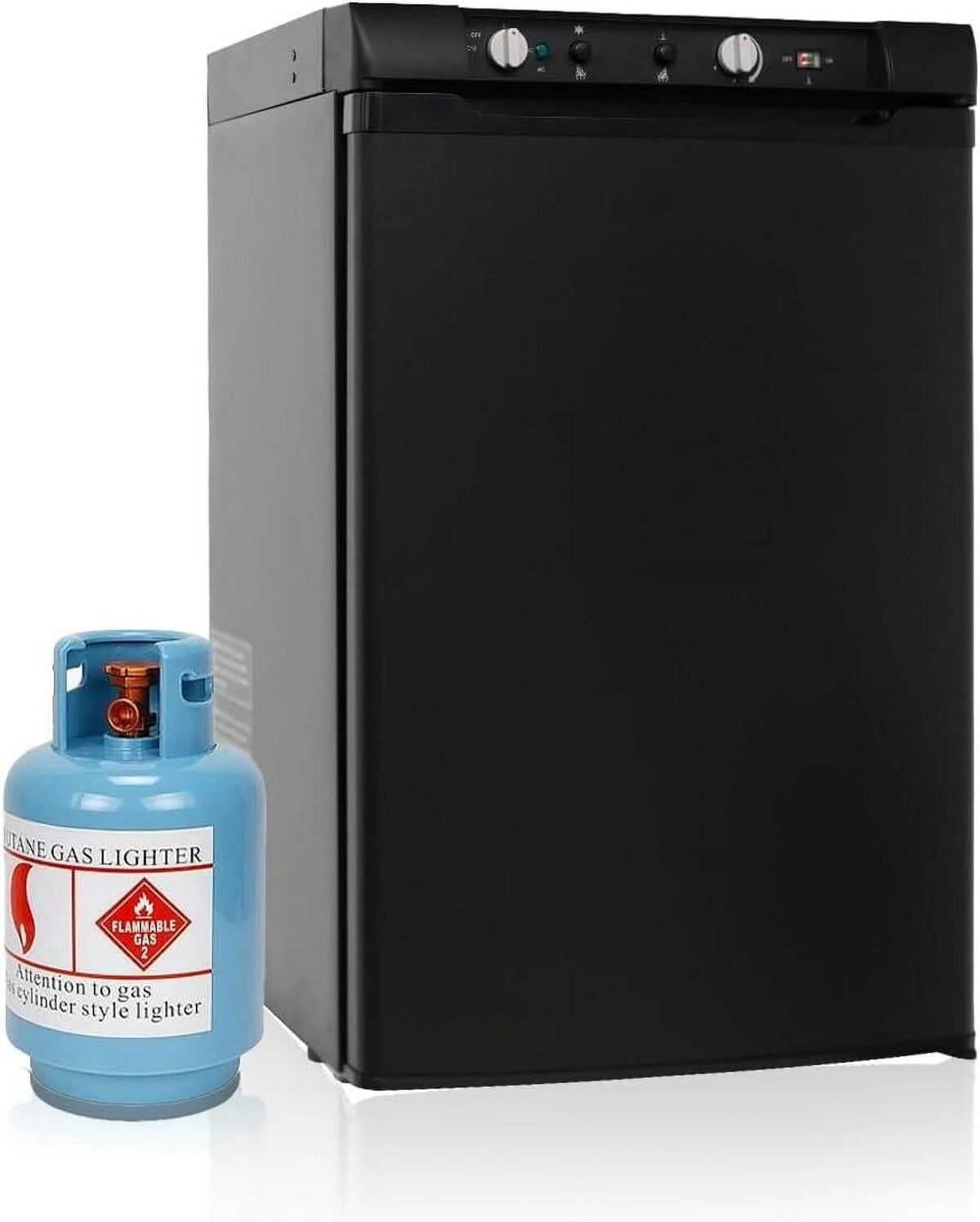 Smad Refrigerator with Freezer 3 Way Fridge Gas/12V/110V 3.5 Cu.ft Outdoor Caravan Off Grid Apartment