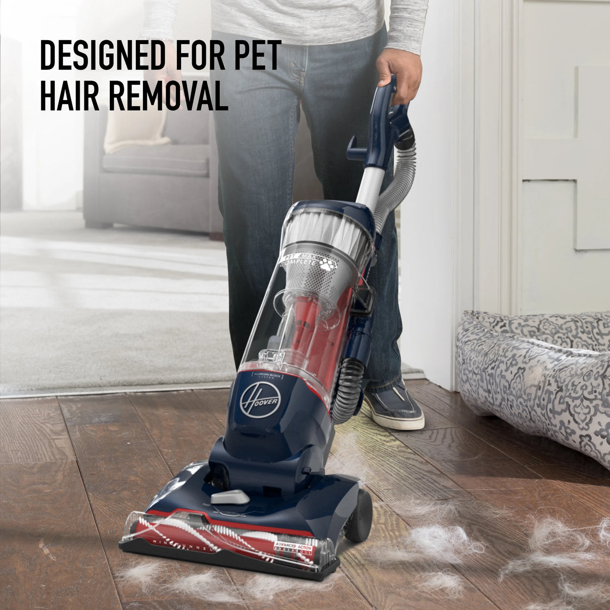 Restored Hoover Residential Vacuum-UH74110M Hoover Pet Max Complete Bagless Upright Vacuum Cleaner with Allergen Block Technology (Refurbished)