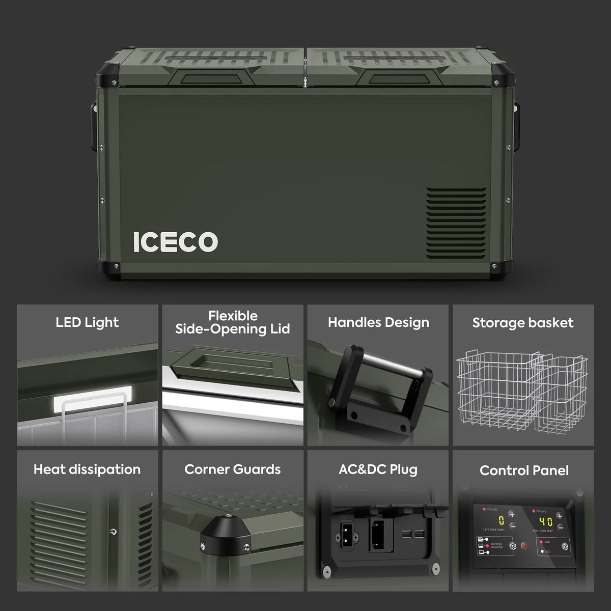 VL75 Pro Dual Zone 79QT Portable Cooler Olive