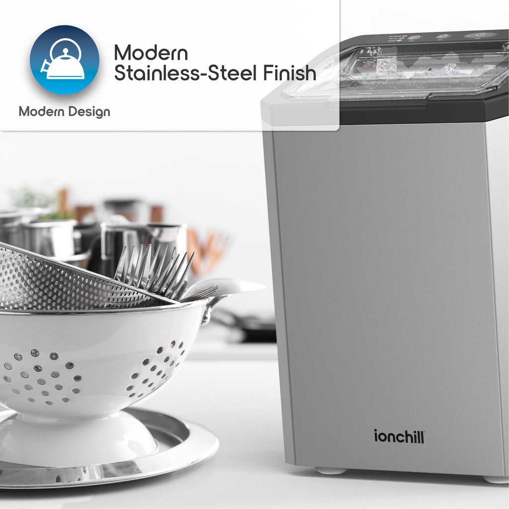 Ionchill QuickCube 3L Capacity Nugget Ice Maker, Stainless Steel