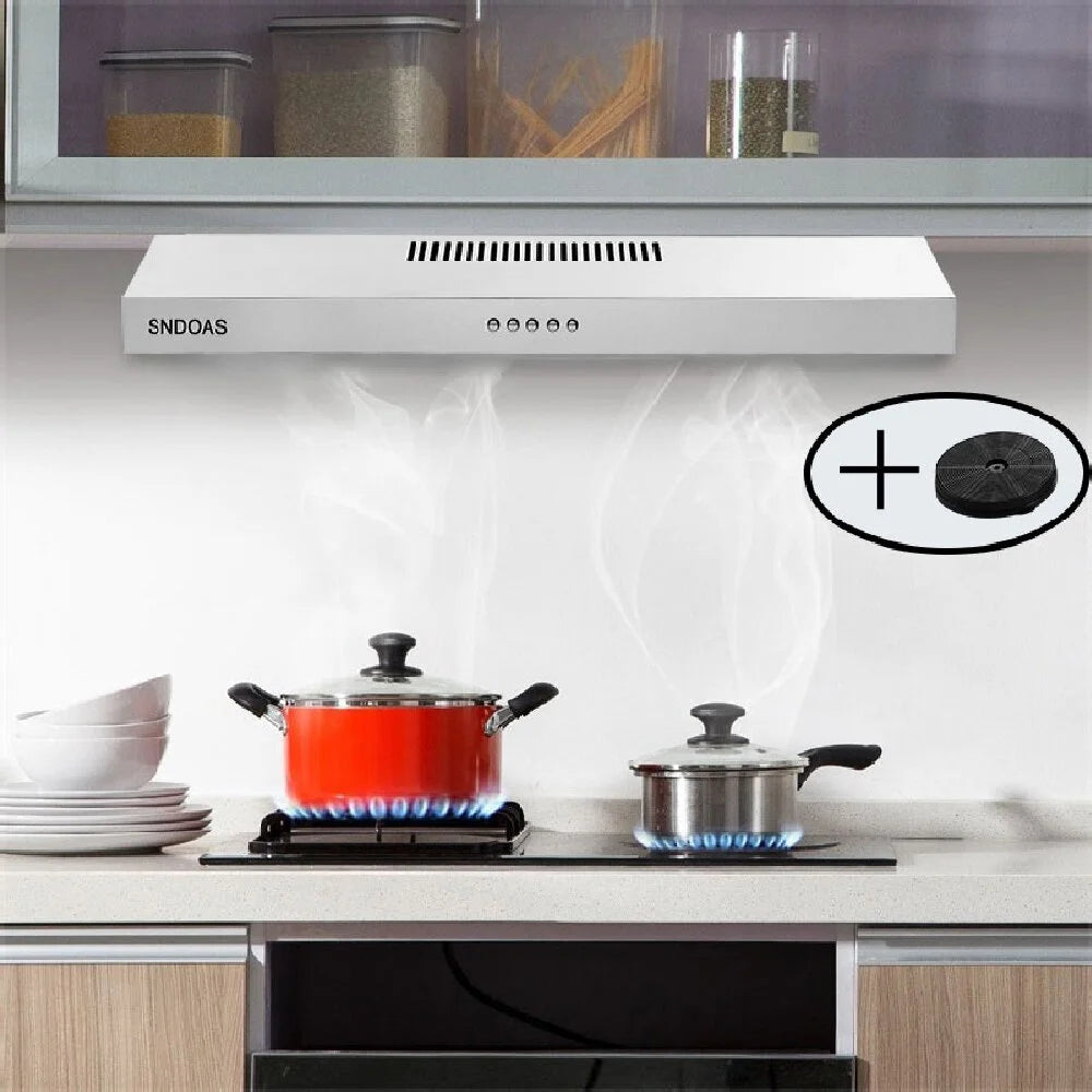 Joeaonz 30-Inch Stainless Steel Ductless Under Cabinet Range Hood with LED Lights, 230 CFM, 120V, 60Hz