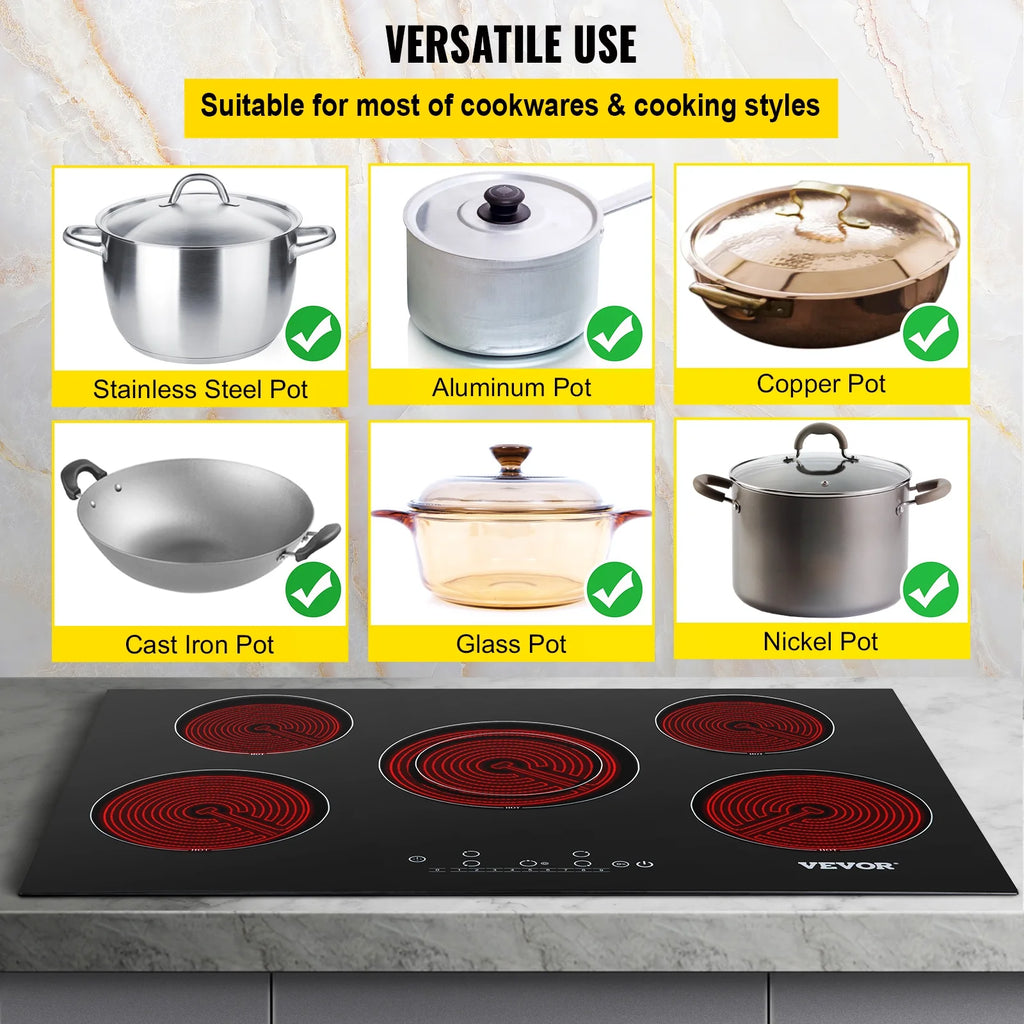 VEVOR 30'' Radiant Electric Cooktop in Black with 4 Burners