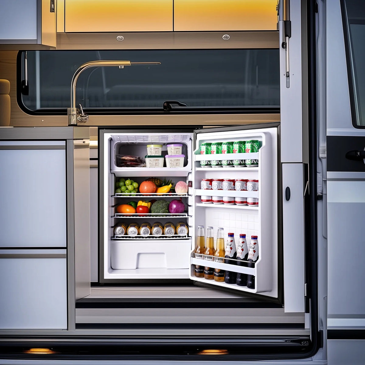 Sunmaki 12v Fridge RV Refrigerator, 116.2Qt(110L) Portable Car Refrigerator Dual Zone Cooling & Freezing, for Bedroom, Truck, Office, Outdoor, Black