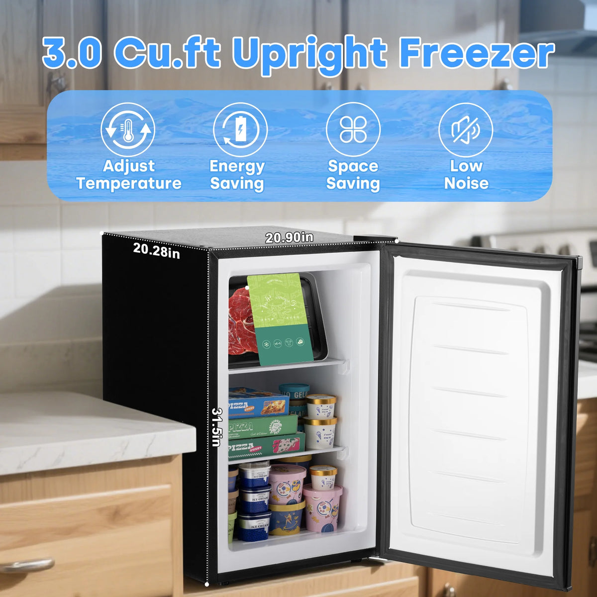 Dimedeal 1.8 Cu.ft Compact Chest Freezer with 7-Level Temperature Control