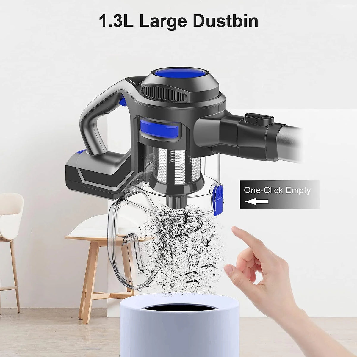 MOOSOO Stick Vacuum Cleaner, 4-in-1 Handheld Cordless Vacuum with Powerful Suction for Home Hard Floor Carpet Car Pet Hair, XL-618A