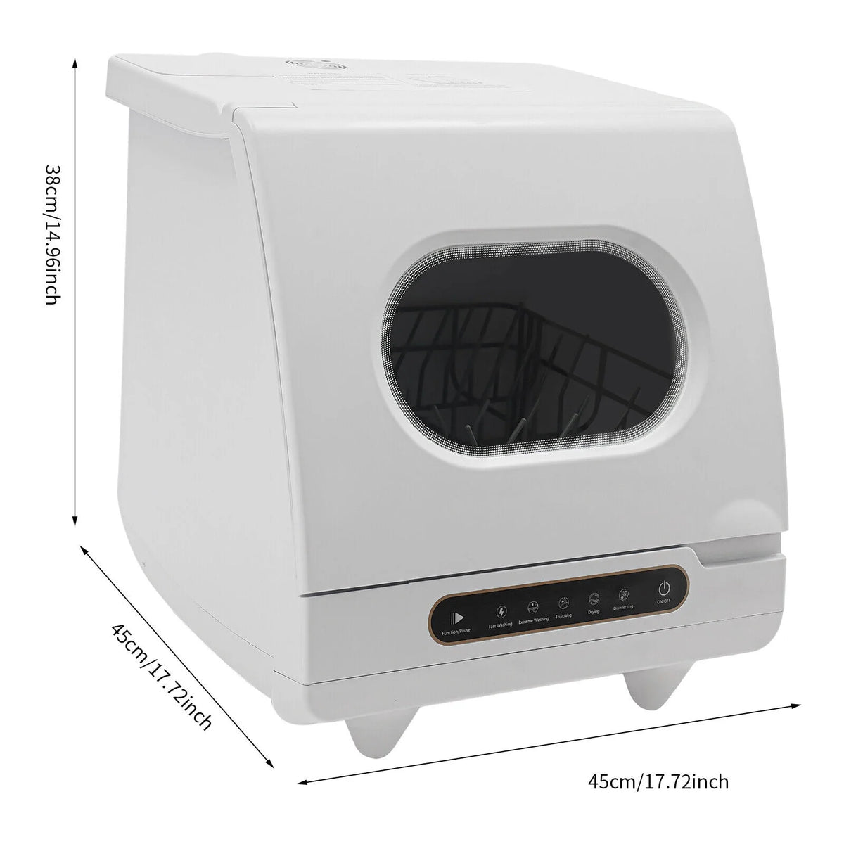 Portable White Countertop Dishwasher Compact Dishwasher 5 Washing Programs 1200W