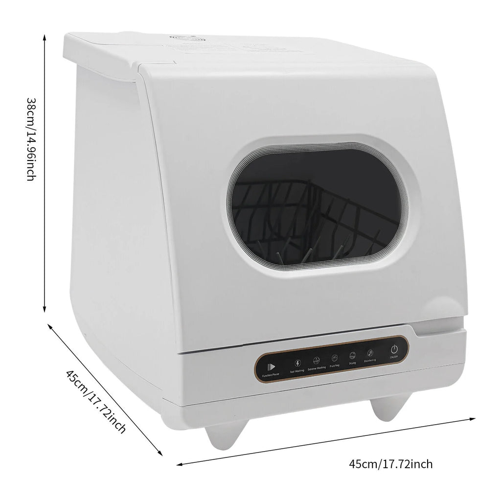 Portable Countertop Dishwasher, Compact, Low Noise, 5 Washing Programs, Mini Dishwasher with Water Tank Leak-Proof Dry