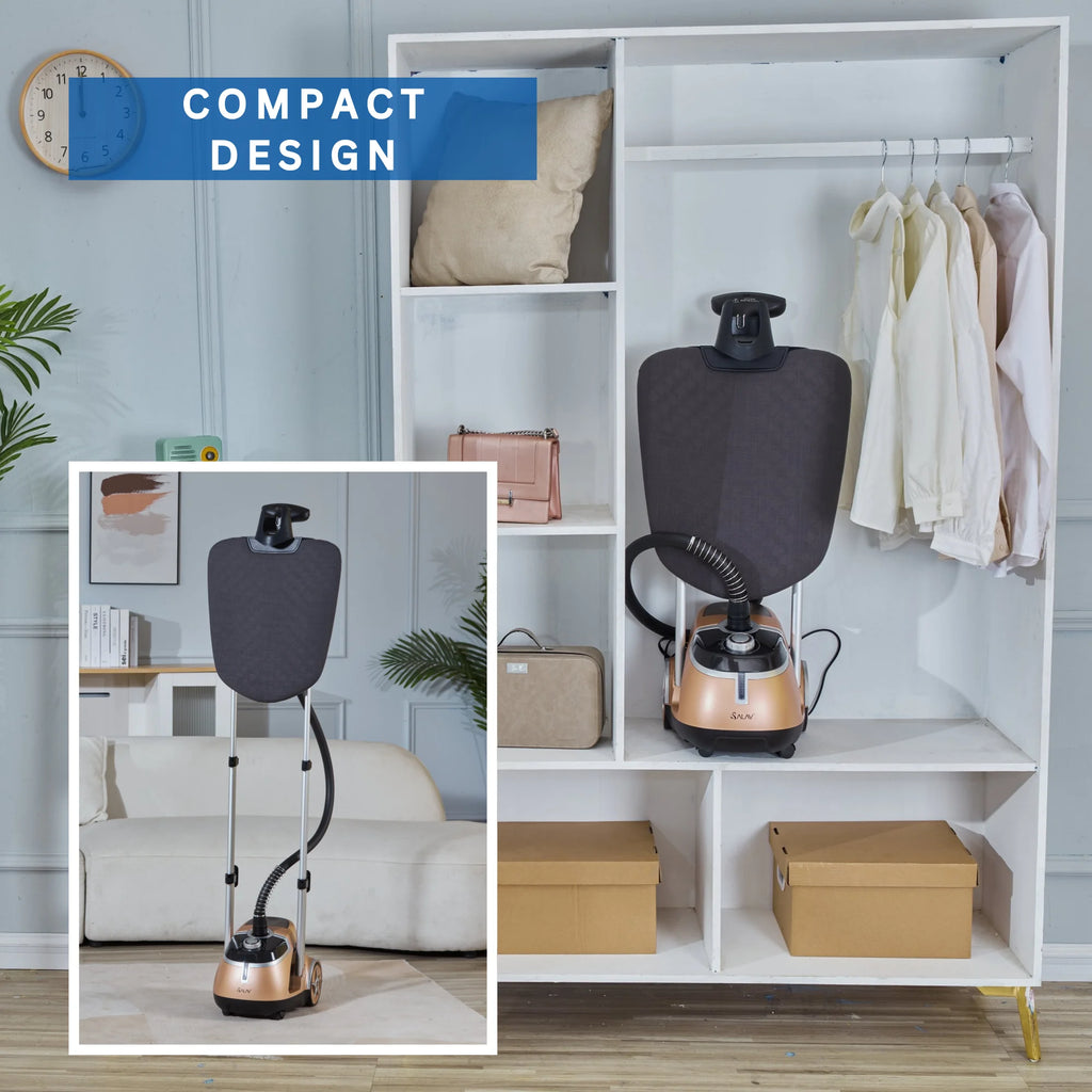 Restored SALAV Exclusive Professional Series Standing Garment Steamer & Ironing Station, Gold (Refurbished)