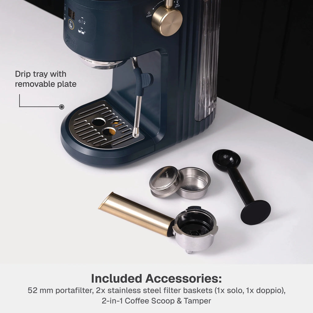 Thyme & Table Barista Mini Espresso Machine with 15-Bar Pressure and Steam Wand, Sand White