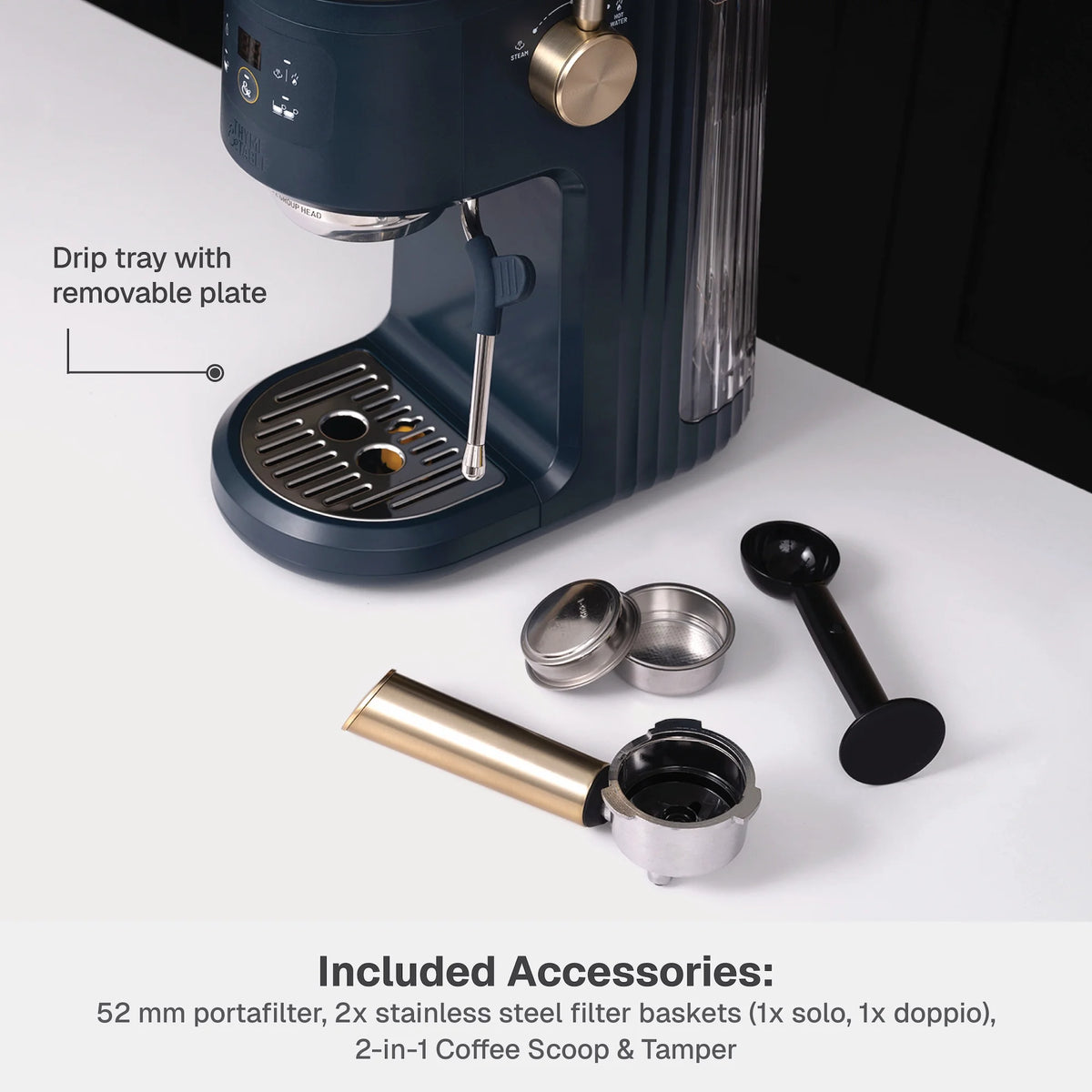 Thyme & Table Barista Mini Espresso Machine with 15-Bar Pressure and Steam Wand, Sand White