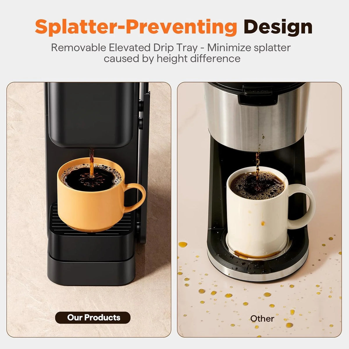 Hot & Iced Coffee Maker with Magnetic Organizer (Pods Not Included), Stores 10 Pods, 4-5 Cups Coffee Maker & Single-serve Brewer for K Cup & Grounds, 40oz Removable Water Tank