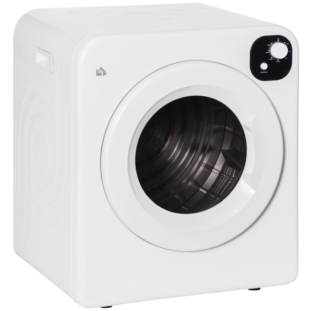 Homiyad Compact Laundry Dryer 1300W Portable Clothes Dryer with 3.2 cu.ft Stainless Steel Drum, Front Load Electric Dryer, White