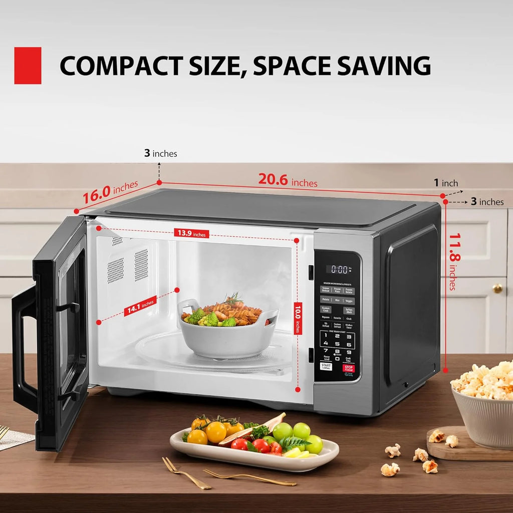 Countertop Microwave Oven 1.2 Cu Ft, 12.4 In. Removable Turntable, Silver