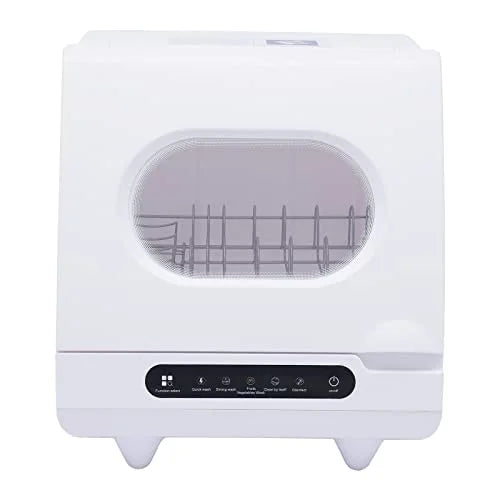 White Desktop Dishwasher, 1200W Compact Automatic Dishwasher, 5 Washing Programs Display 360�� Spray Arm, 72 �� C Hot Water Rotary Cleaning, Suitable for Apartment/Office/Kitchen/RV