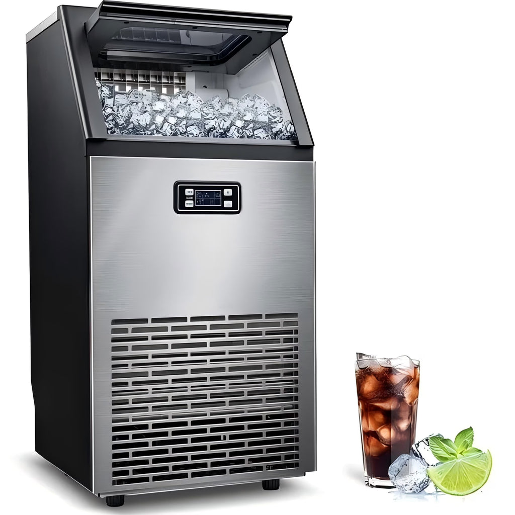 100Lbs/24H Commercial Ice Maker, 45 Cubes in 11 Mins, Stainless Steel, Auto Clean, Under Counter for Home/Bar Use�?Auseo