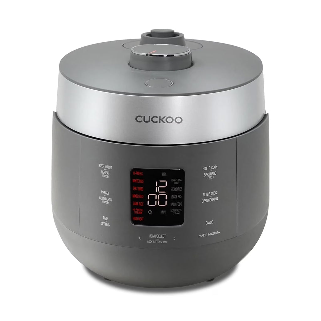 CUCKOO CRP-ST0609FG 6-Cup (Uncooked) / 12-Cup (Cooked) Twin Pressure Rice Cooker & Warmer with Nonstick Inner Pot, 16 Menu Options, 3 Voice Guide, Auto Clean (Gray)