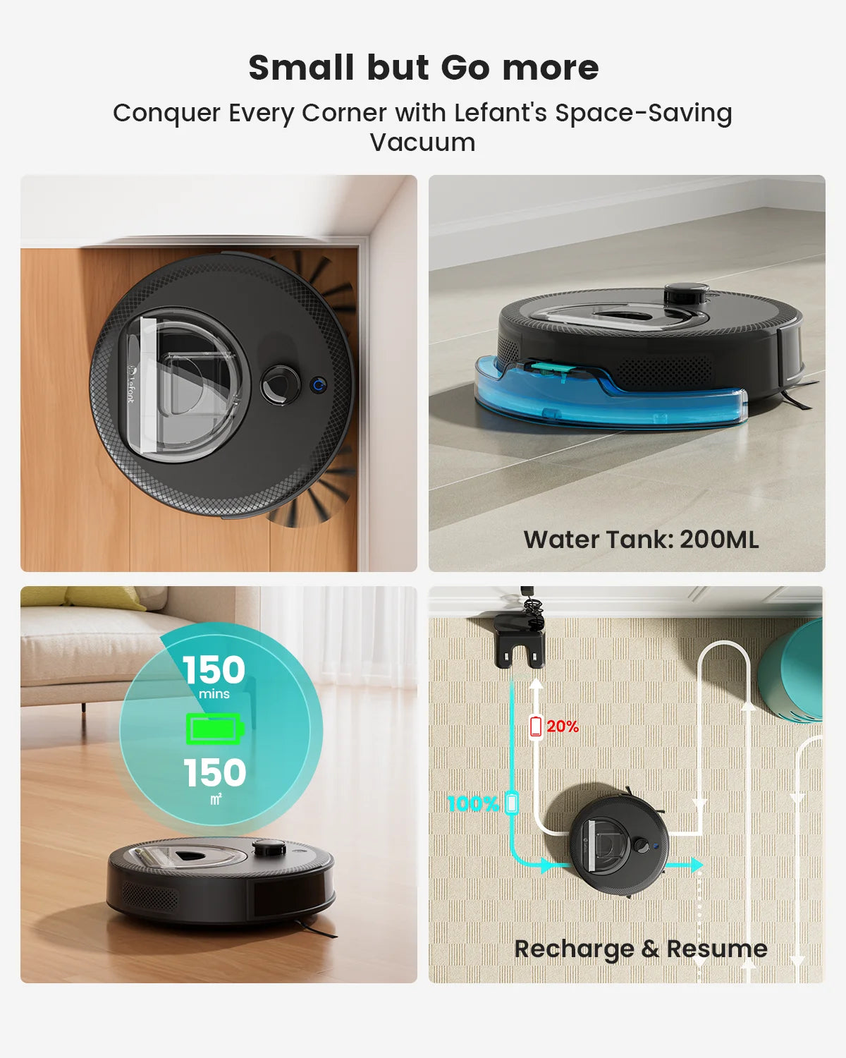 Lefant M330 LiDAR Navigation Robot Vacuum and Mop, 450ml Visible Dustbin, 190?�� PSD Obstacle Avoidance, Multi-Level Mapping, Robot Vacuum Cleaner for Hardwood Carpets Pet Hair