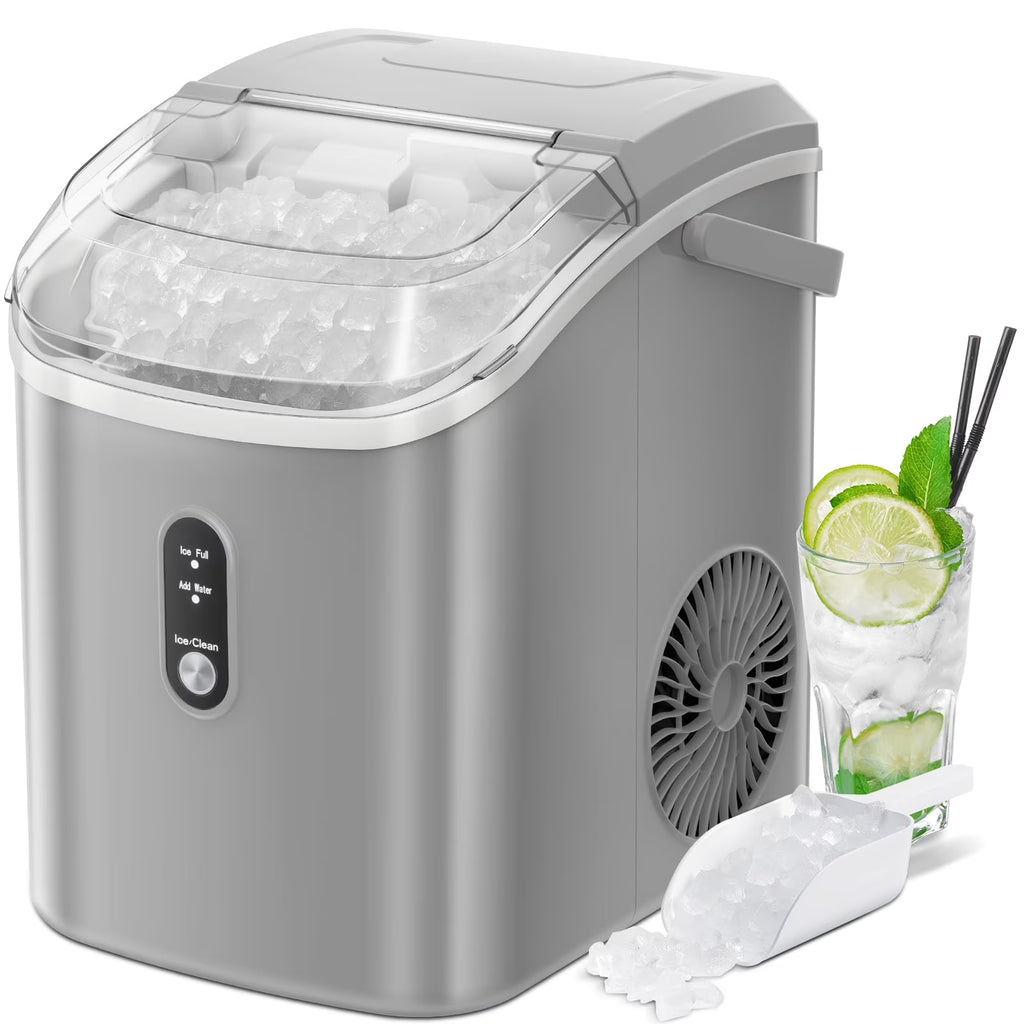 Electactic Nugget Ice Maker Countertop, 35lbs/24H, Self-Cleaning, Pebble Portable Ice Machine with Handle (White)