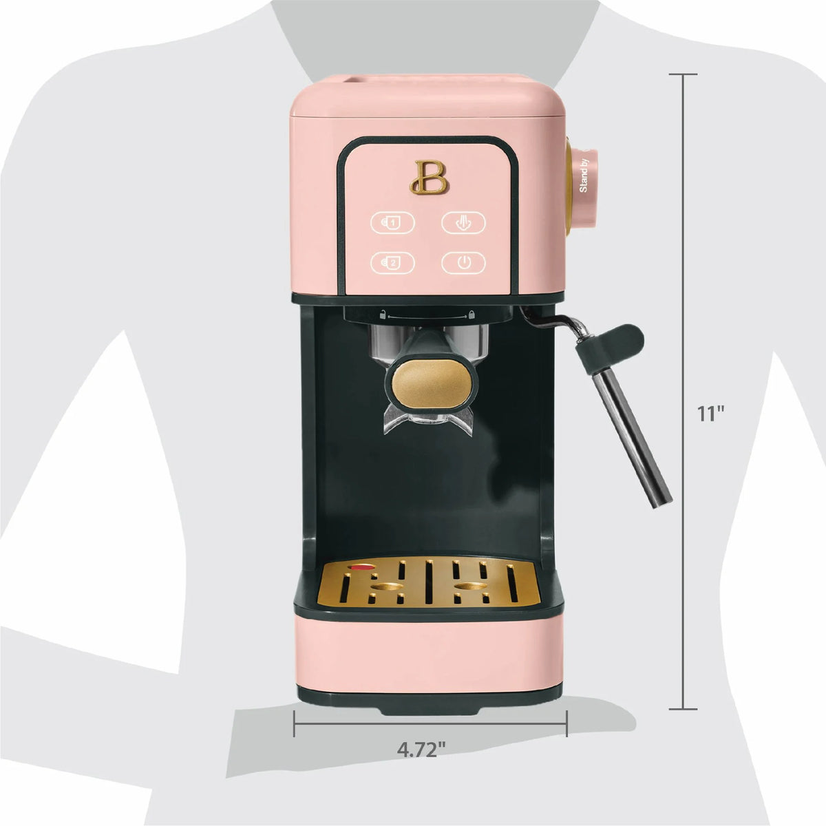 Beautiful Slim Espresso Machine with 20-Bar Pressure, Black Sesame by Drew Barrymore