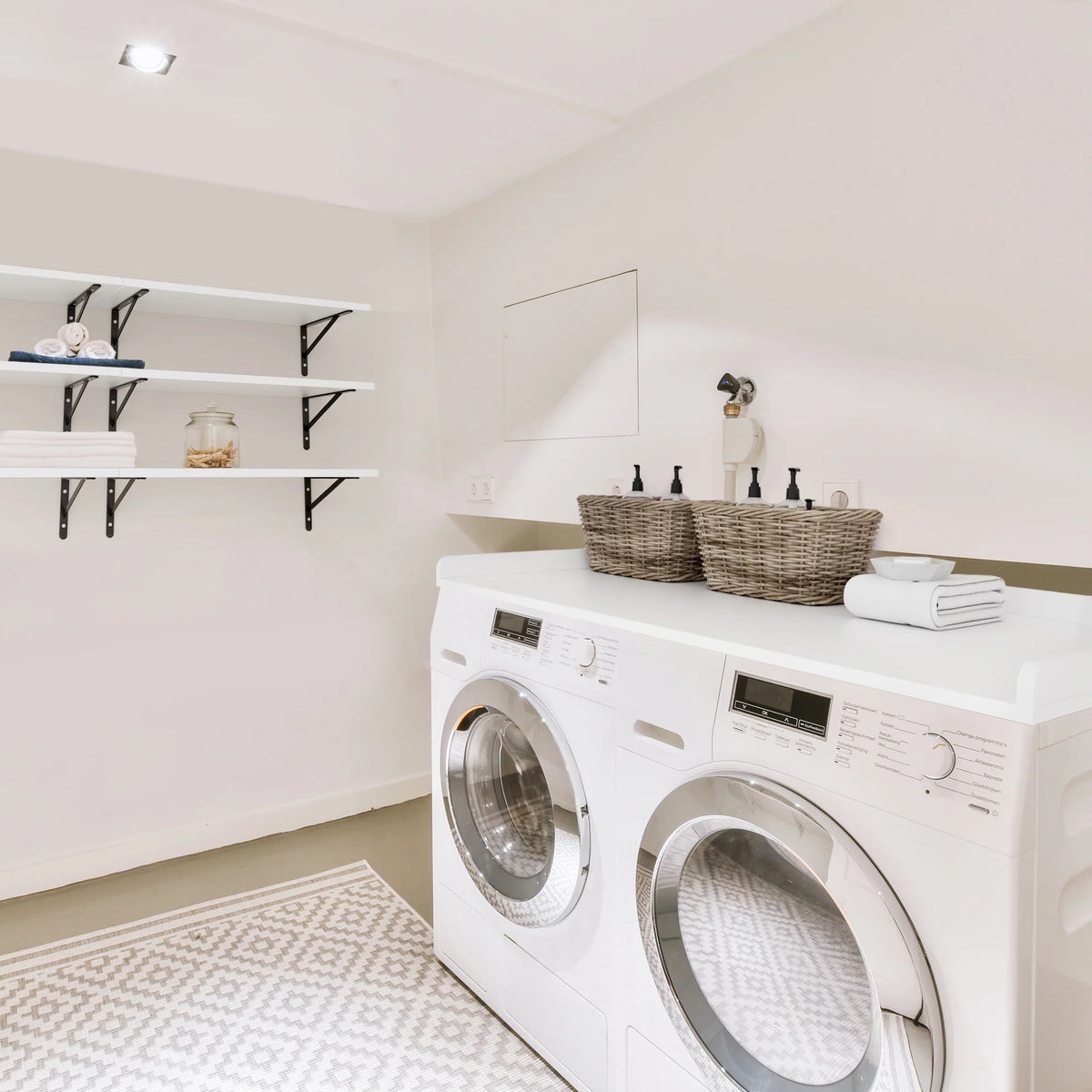 Kaboon Washer Dryer Countertop with Edge Rails, 27.5" x 54", Light Walnut