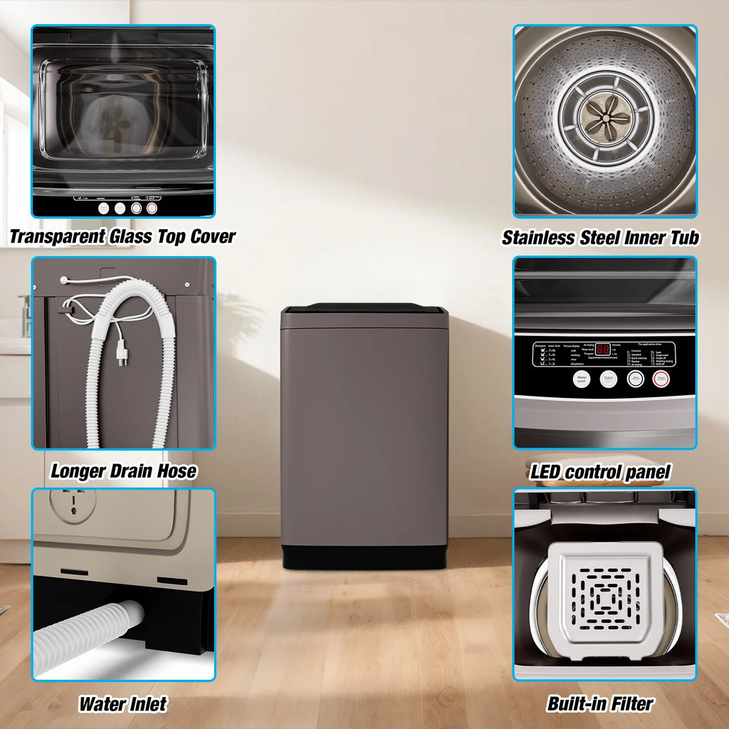 TABU Washer and Dryer Set, 19LBS Fully Automatic Washing Machine & 8.8LBS Clothes Dryer (White&White)