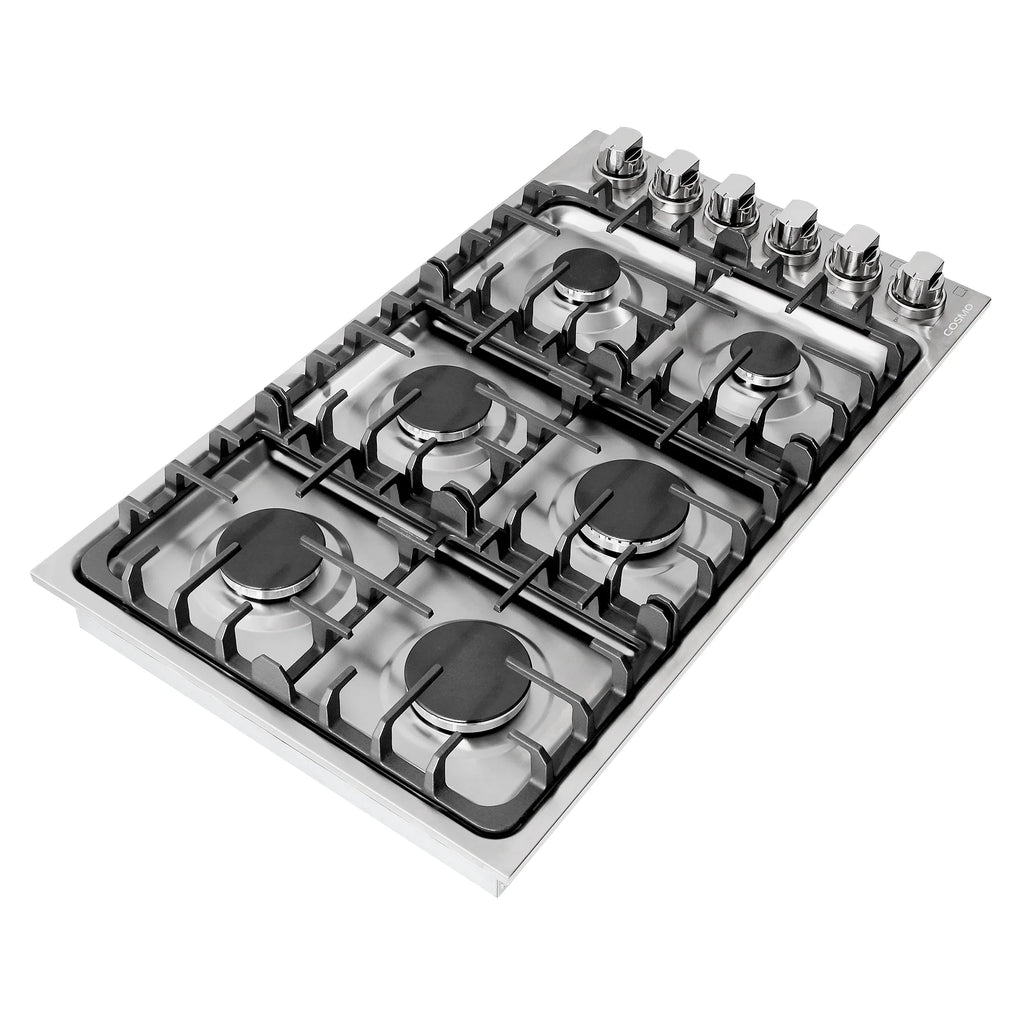 Gas Cooktop with 6 Sealed Italian Made Burners in Stainless Steel