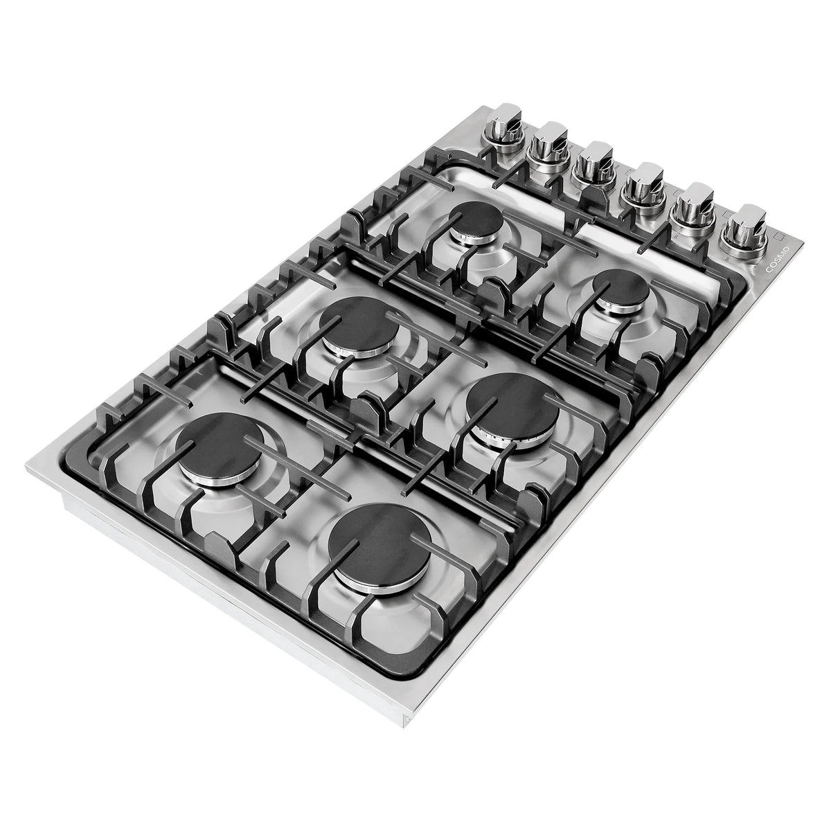Gas Cooktop with 6 Sealed Italian Made Burners in Stainless Steel