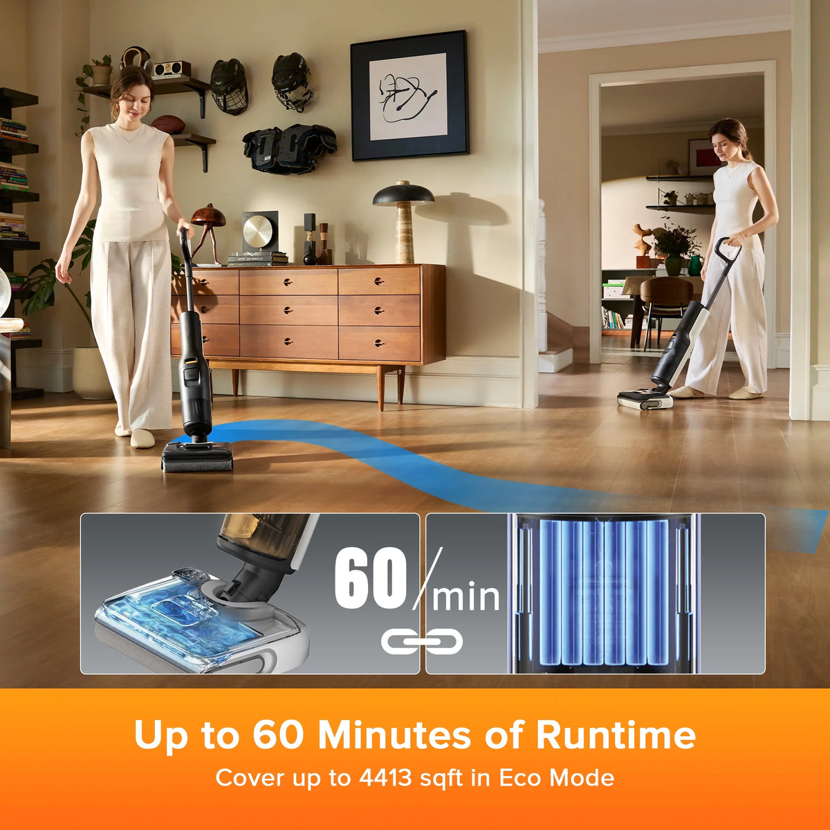 Roborock F25 LT Wet/Dry Vacuum Cleaner, 20000Pa Floor Cleaner, cordless, Hot Air Flash Drying & Hot Water Self Cleaning, Black