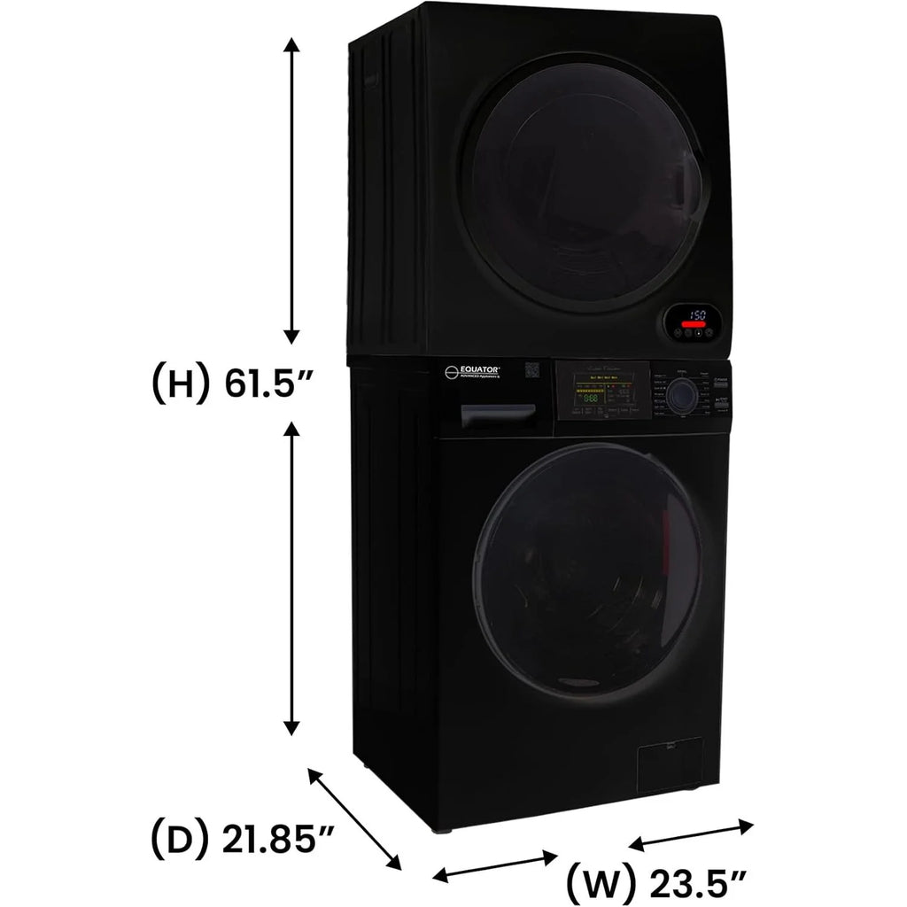 Equator Advanced Appliances Stainless Steel Washer/Compact Short Dryer in Black