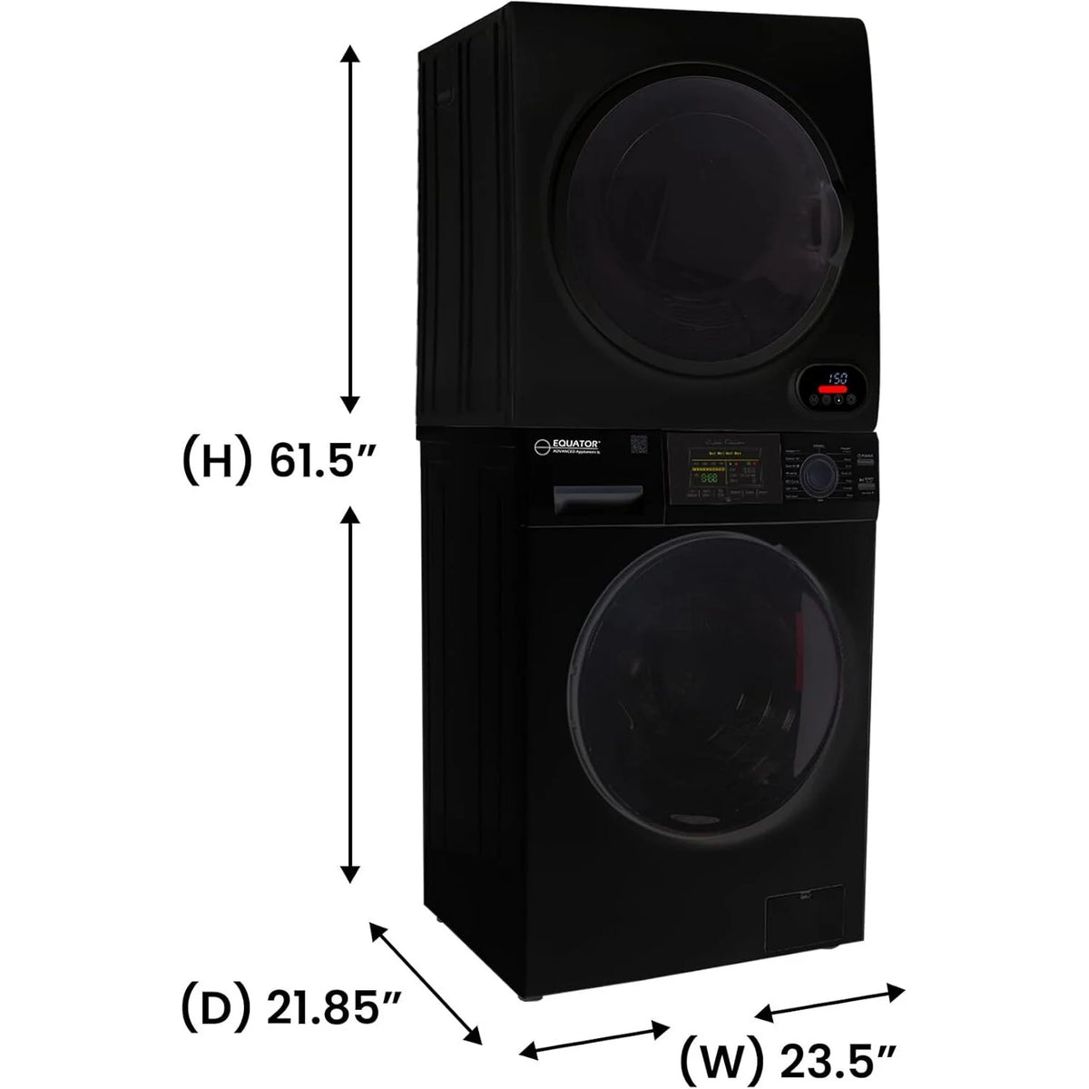 Equator Advanced Appliances Stainless Steel Washer/Compact Short Dryer in Black
