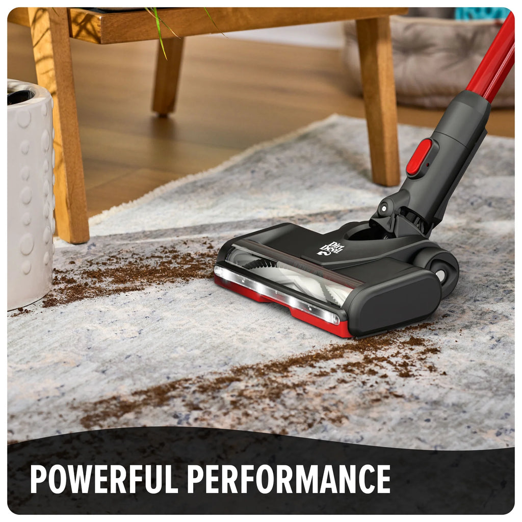 Dirt Devil Cordless Standing Stick Vacuum Cleaner, Carpet & Hard Floors, Above Floor Cleaning, LED Headlights, Lightweight, 25 Min. Run Time, for Home Use, BD57010V