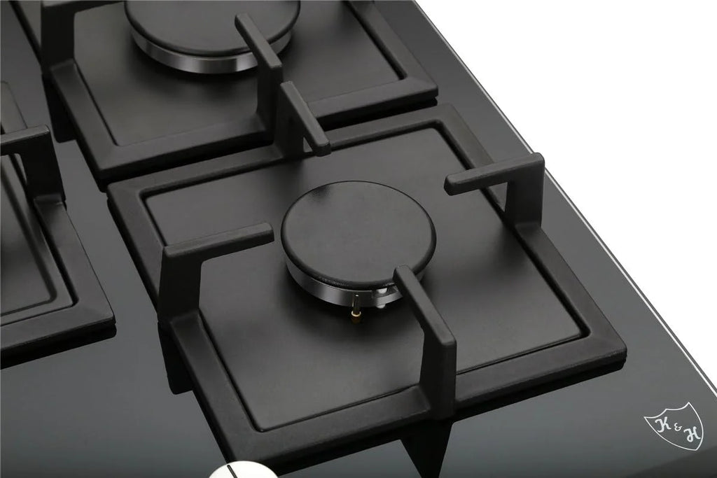K&H 5 Burner 30 Inch Built-in LPG/Propane Gas Stove Top Glass Surface Cast Iron Cooktop UL/ETL Certified 5-GCW-LPG