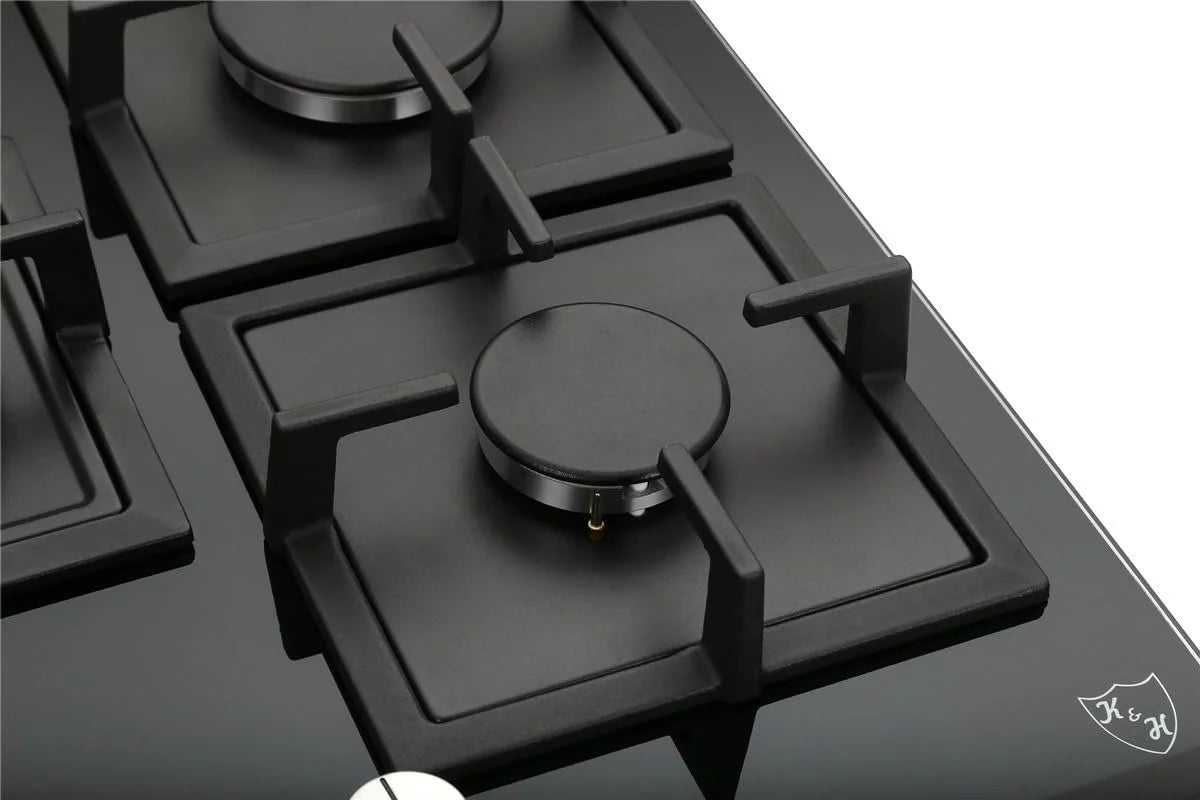 K&H 5 Burner 30 Inch Built-in LPG/Propane Gas Stove Top Glass Surface Cast Iron Cooktop UL/ETL Certified 5-GCW-LPG