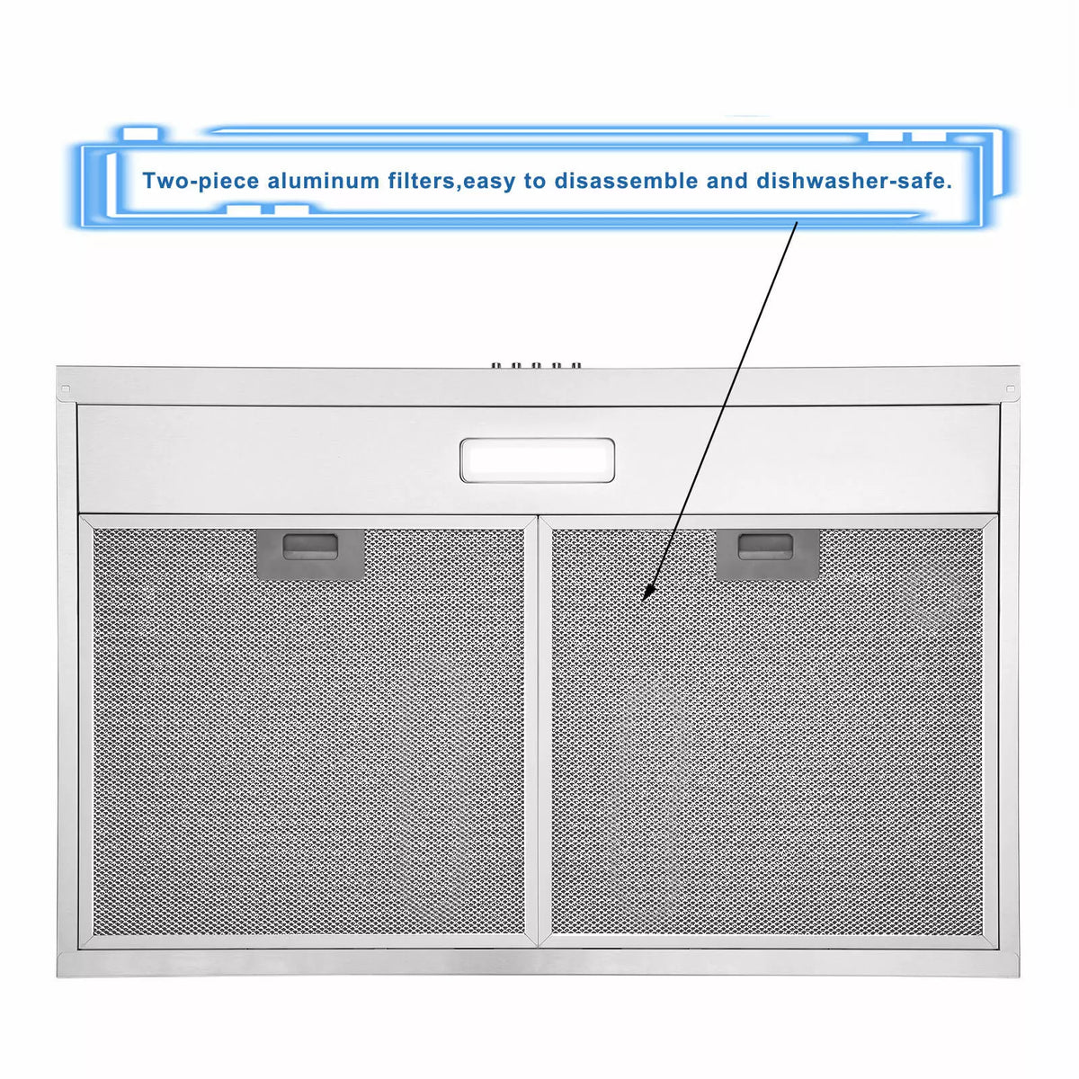 30 inch Under Cabinet Range Hood Stainless Steel Kitchen 230CFM Vent LED Light with Carbon Filter