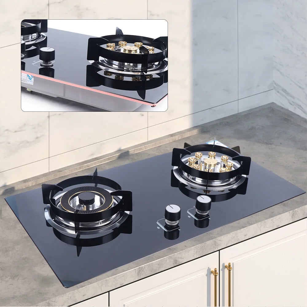 2-Burner Natural Gas Stove, Built-in Gas Cooktop Stove for Home Kitchen