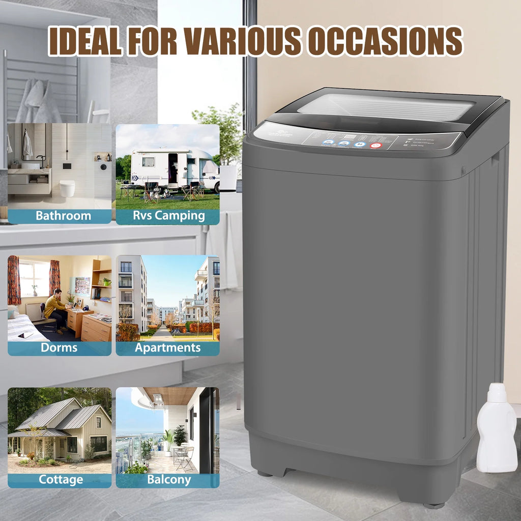 Veeboto Portable Washing Machine 15.6lbs Full-Automatic Washer, Compact Wash & Dry Combo with Drain Pump for Home, Dorms, Apart, White