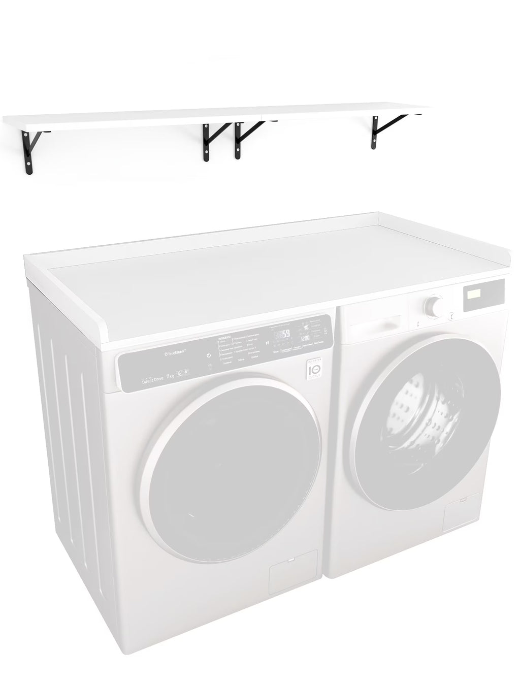 Kaboon Washer Dryer Countertop with Edge Rails, 27.5" x 54", Light Walnut