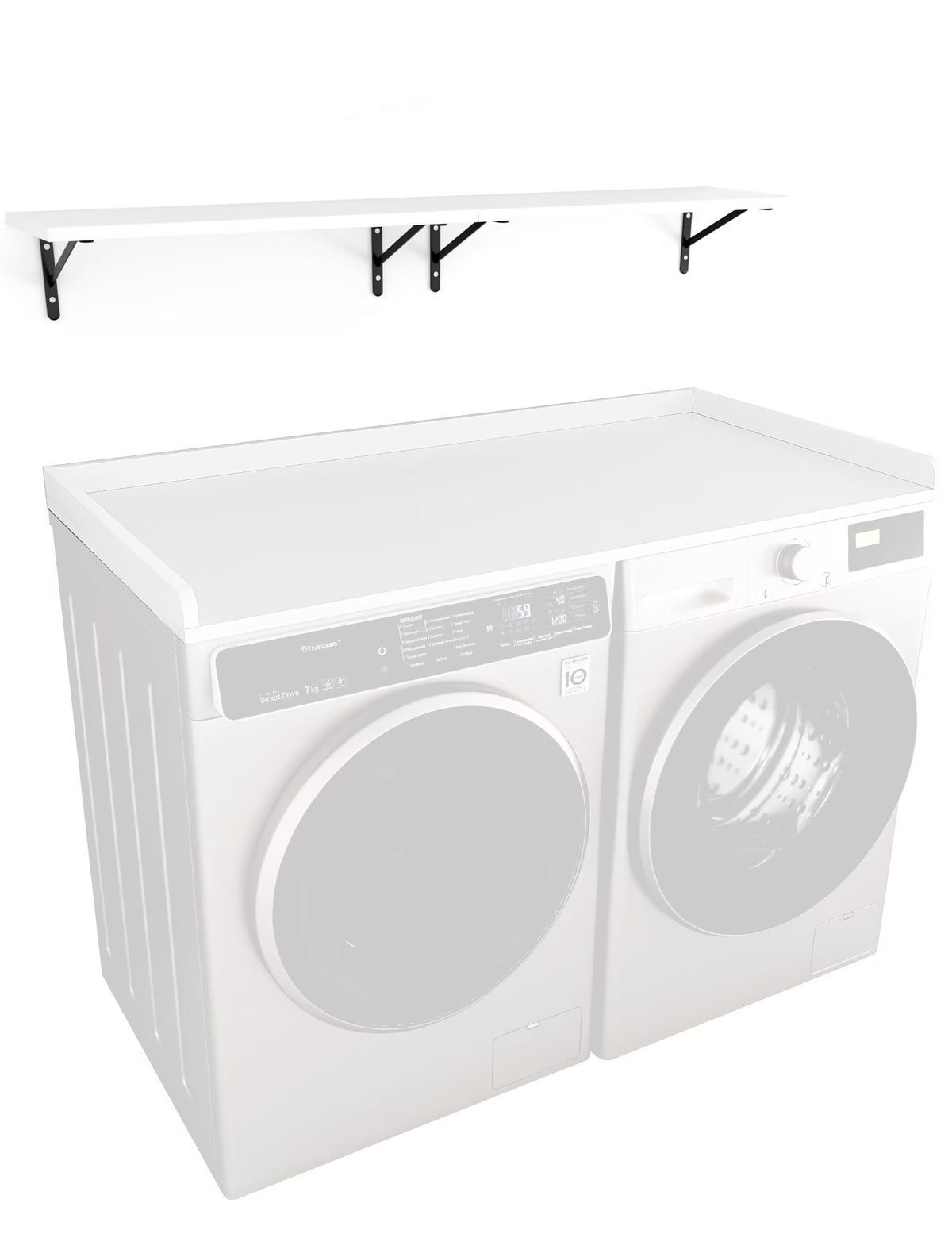 Kaboon Washer Dryer Countertop with Edge Rails, 27.5" x 54", Light Walnut