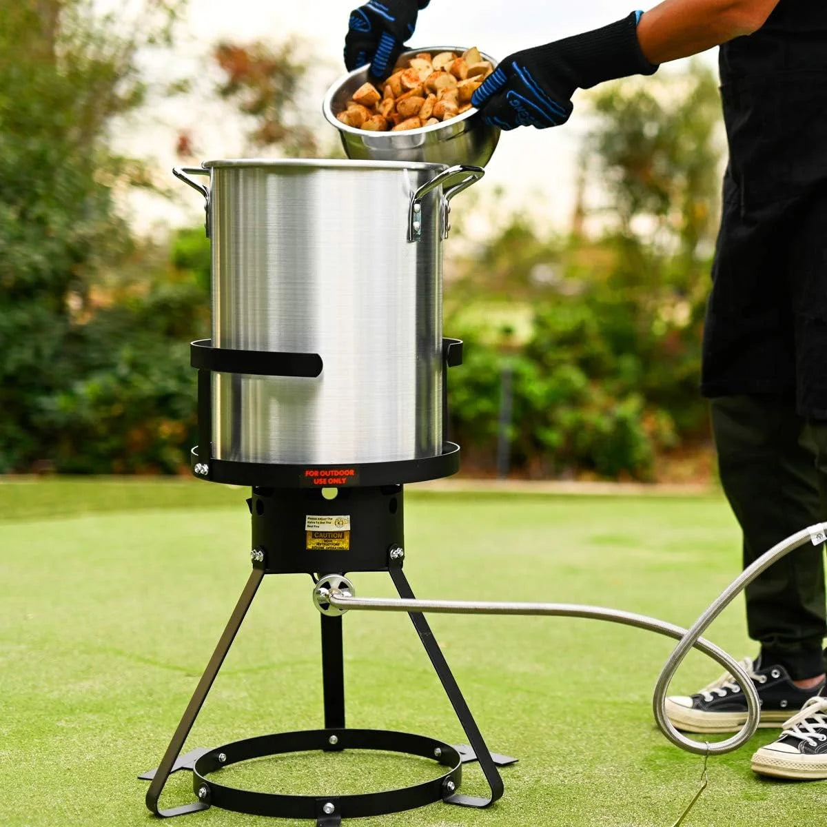 Barton 64 Qt. Aluminum Turkey Deep Fryer Pot With Injector Thermometer Kit and 100,000 BTU Outdoor Propane Stove Burner Stand for 28Lb Turkey, Outdoor Cooking Seafood Boiler Roaster Crawfish Boiling