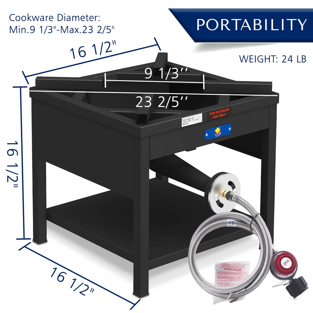 64QT Stainless Steel Pot with 200,000BTU Propane Fryer, Seafood Boil Pot, Crab Boil Pot, Lobster Pot, Shrimp Boil Pot, Tamale Steamer Pot with Basket and Turkey Fryer Burner