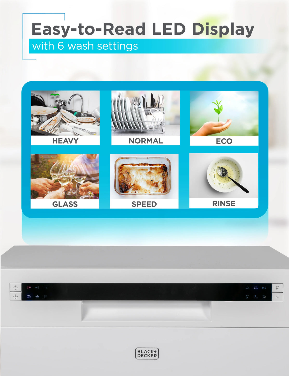 BLACK?Ӕ BCD6W Compact Countertop Dishwasher, 6 Place Settings, White