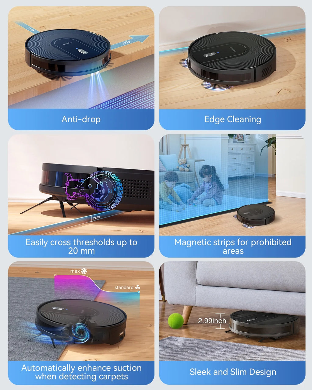 Enboya D60+ Robot Vacuum Cleaner - Self-Emptying Base, 9000Pa Suction, Wi-Fi/App/Voice Control, Smart Vacuum