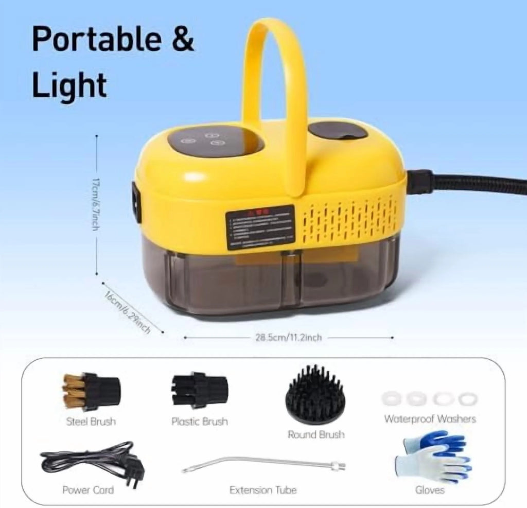 2500W Portable Steam Cleaner, Steam Shot Cleaner Handheld Steamer for Car Detailing, High Heat Cleaning Machine with Brush Heads for Bed Bugs  Furniture Kitchen Bathroom Grout and Tile