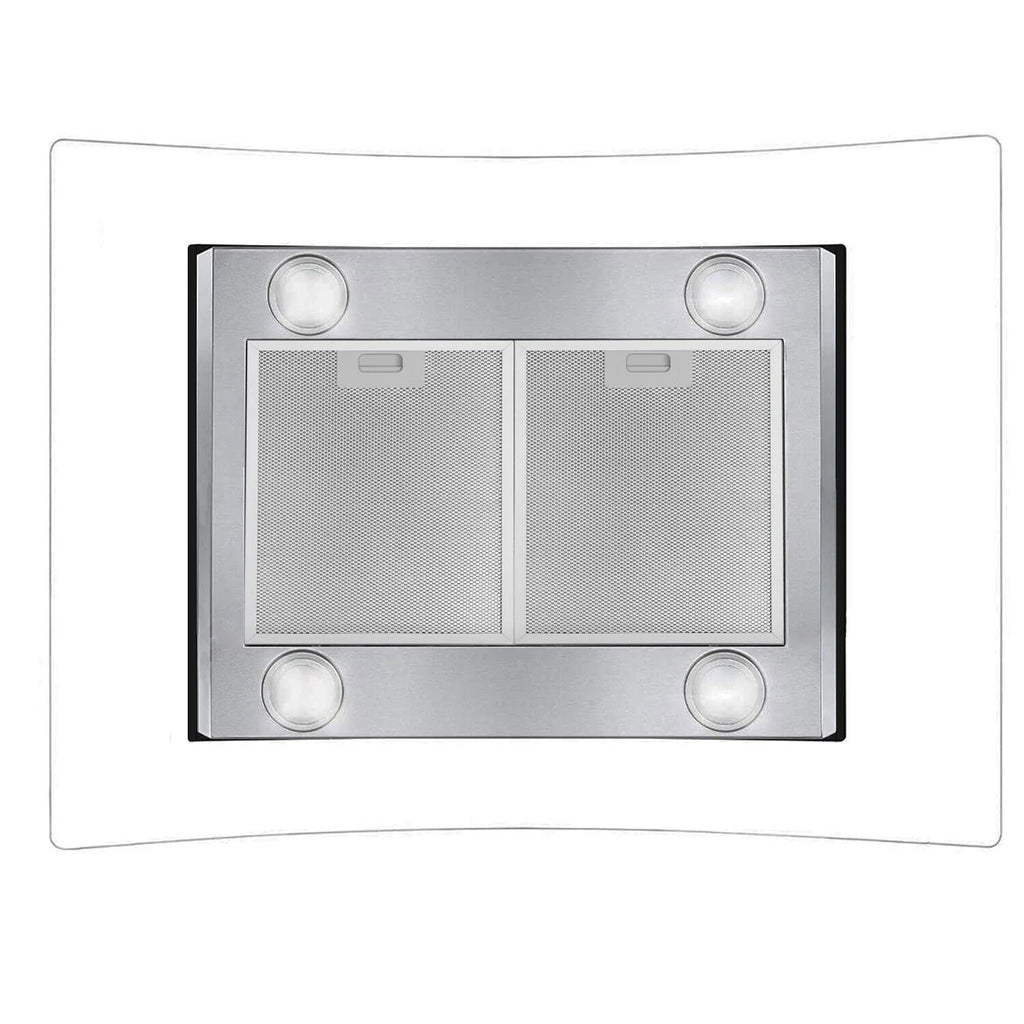 30 inch Island Mount Range Hood 900CFM  Tempered Glass 3-Speed Vent Hood Stainless Steel Dishwasher