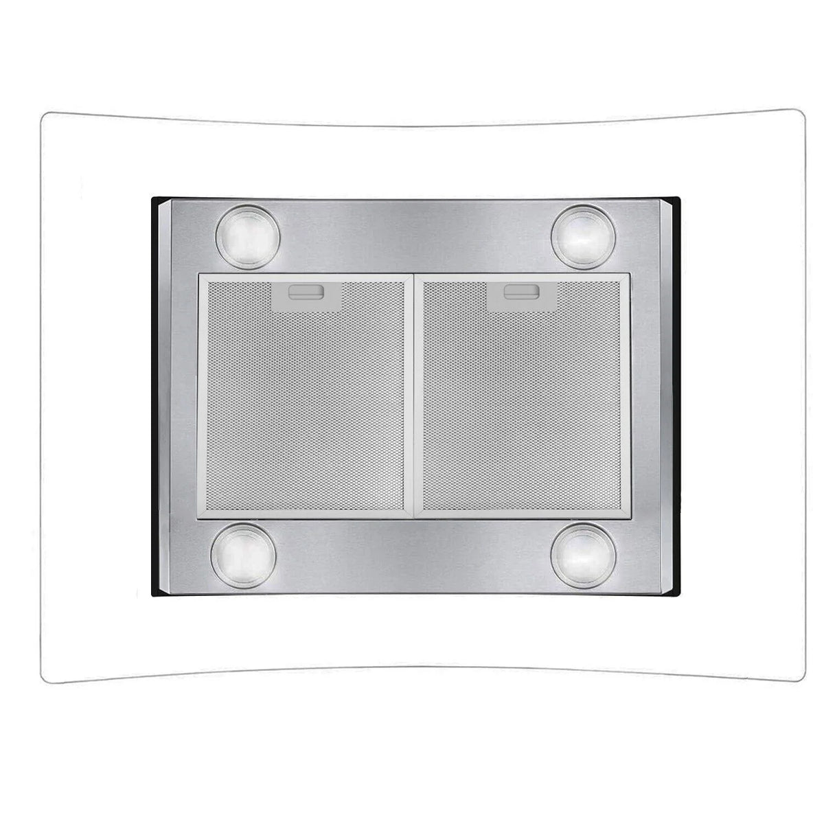 30 inch Island Mount Range Hood 900CFM  Tempered Glass 3-Speed Vent Hood Stainless Steel Dishwasher