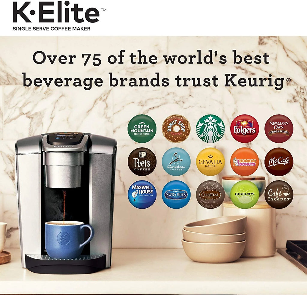 Keurig K-Elite Coffee Maker, Single Serve K-Cup Pod Coffee Brewer, With Iced Coffee Capability, Brushed Silver
