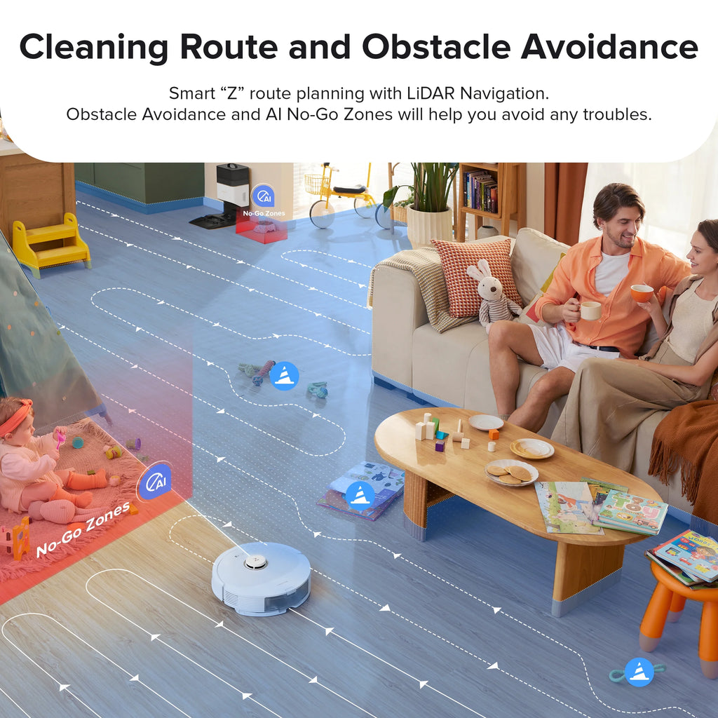 Roborock Q8 Max+ Robot Vacuum and Mop with Self-Emptying, Obstacle Avoidance, LiDAR Navigation, 5500Pa Suction Power, and App Control