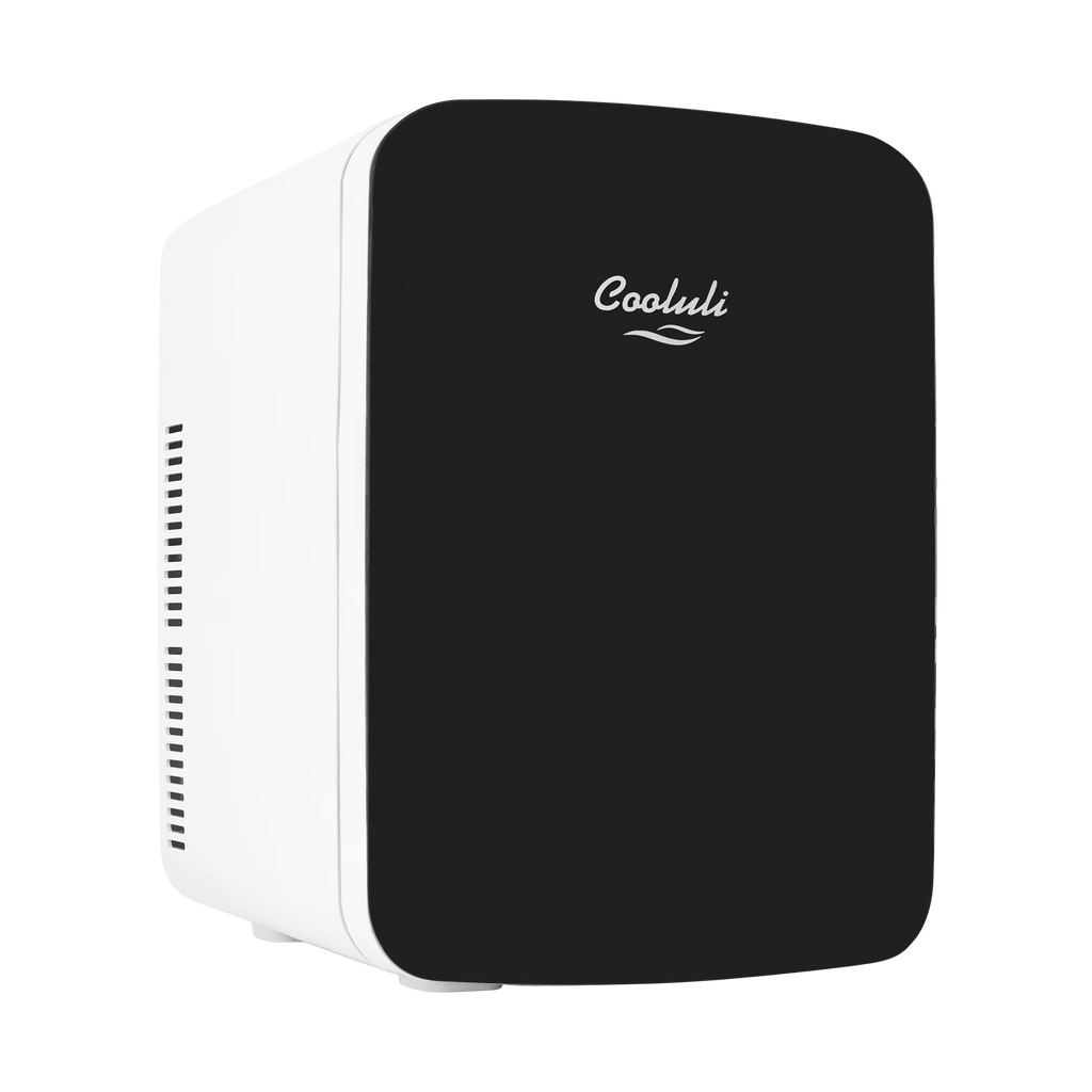 Cooluli Infinity Black 15 Liter Compact Portable Cooler Warmer Mini Fridge for Bedroom, Office, Dorm, Car - Great for Skincare & Cosmetics (110-240V/12V)