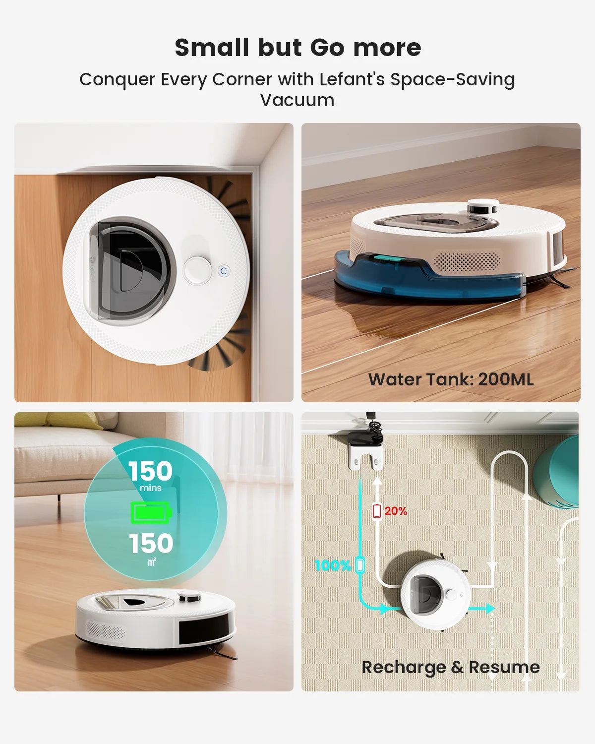 Lefant M330 LiDAR Navigation Robot Vacuum and Mop, 450ml Visible Dustbin, 190?�� PSD Obstacle Avoidance, Multi-Level Mapping, Robot Vacuum Cleaner for Hardwood Carpets Pet Hair