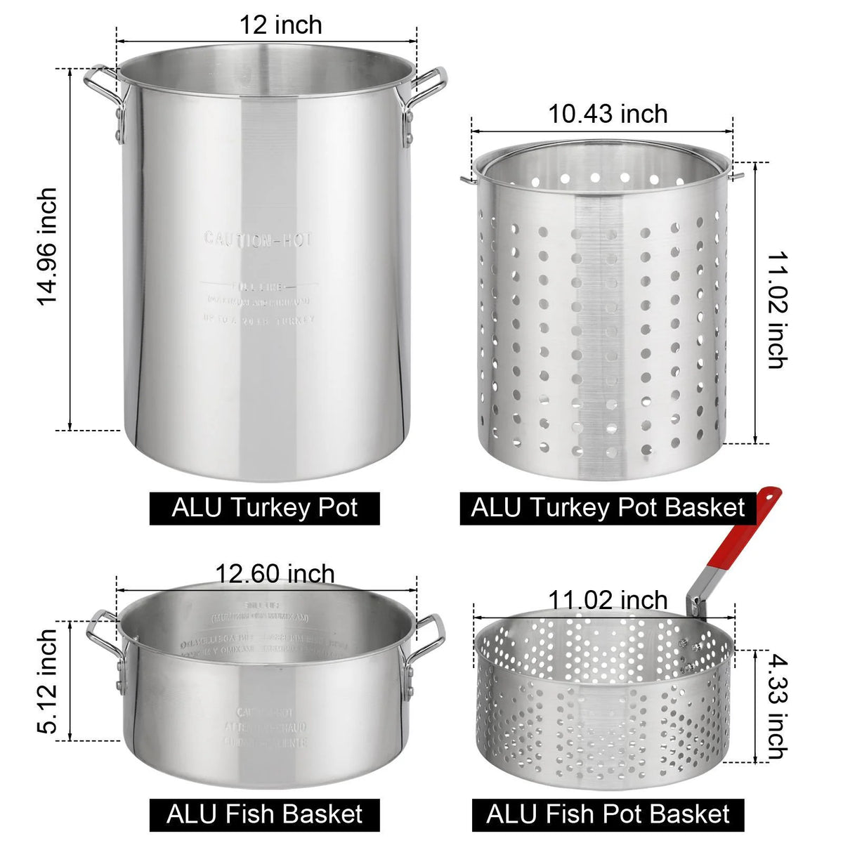 30QT Turkey Deep Fryer Baskets & Stand, Aluminum Fryer Pot w/ 54000BTU Propane Burner, Thermometer, Marinade Injector, Turkey Rack & Rack Lifter, for Outdoor Cooking